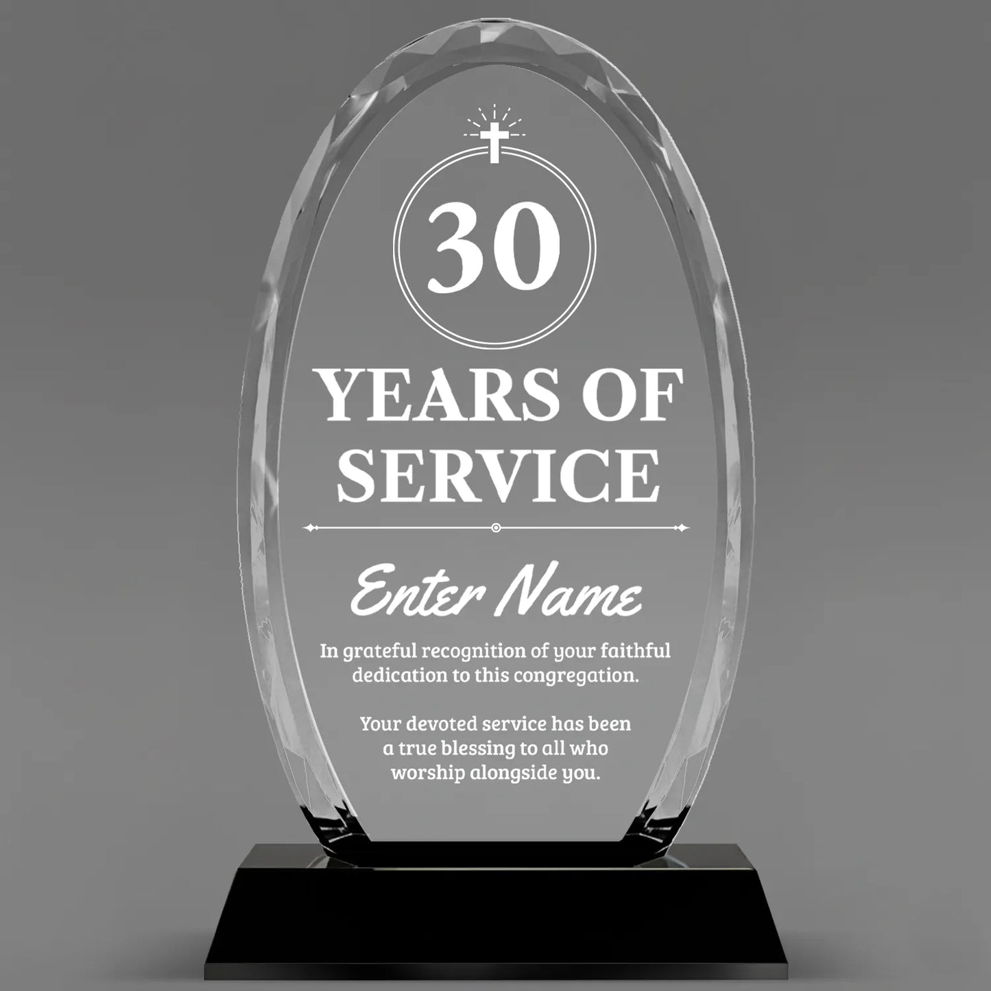 Church Awards - Optical Crystal Glass Oval Facet Awards - Personalize Online – Choose From 5 Designs