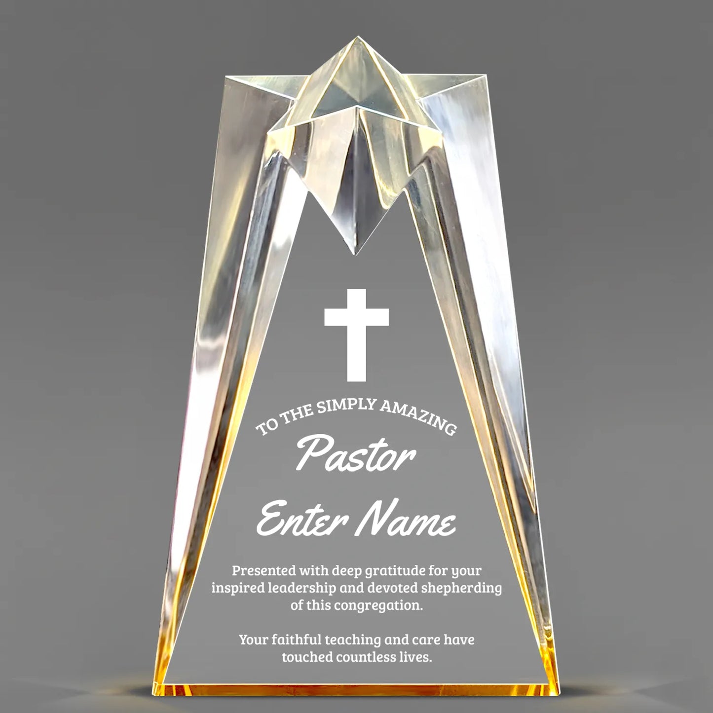 Church Awards - Gold Sculpted Star Acrylic Awards - Personalize Online – Choose From 5 Designs