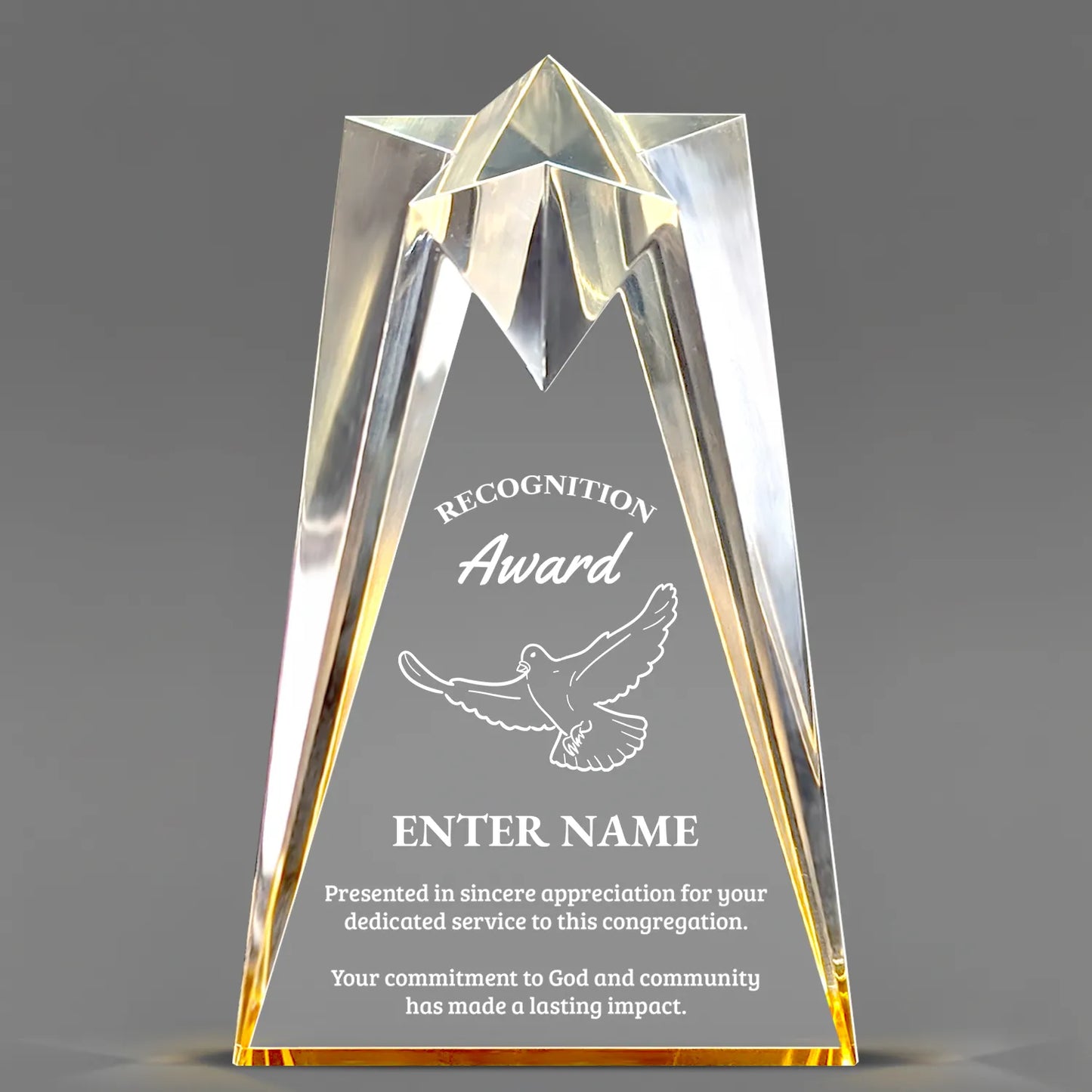 Church Awards - Gold Sculpted Star Acrylic Awards - Personalize Online – Choose From 5 Designs