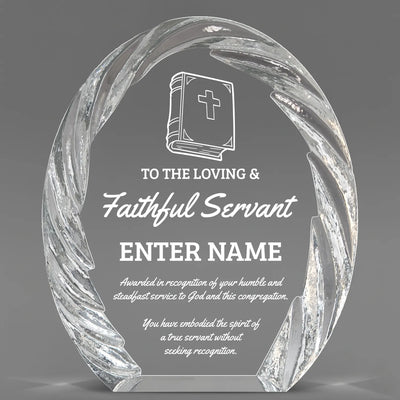 Church Awards - Oval Crystal with Decorative Edge Awards - Personalize Online – Choose From 5 Designs