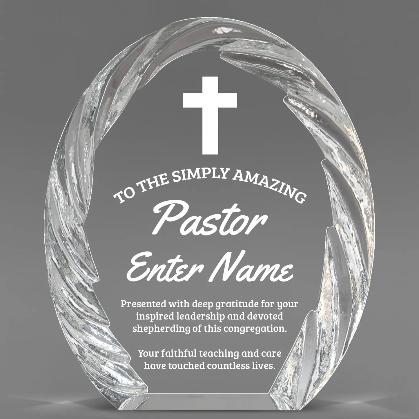Church Awards - Oval Crystal with Decorative Edge Awards - Personalize Online – Choose From 5 Designs