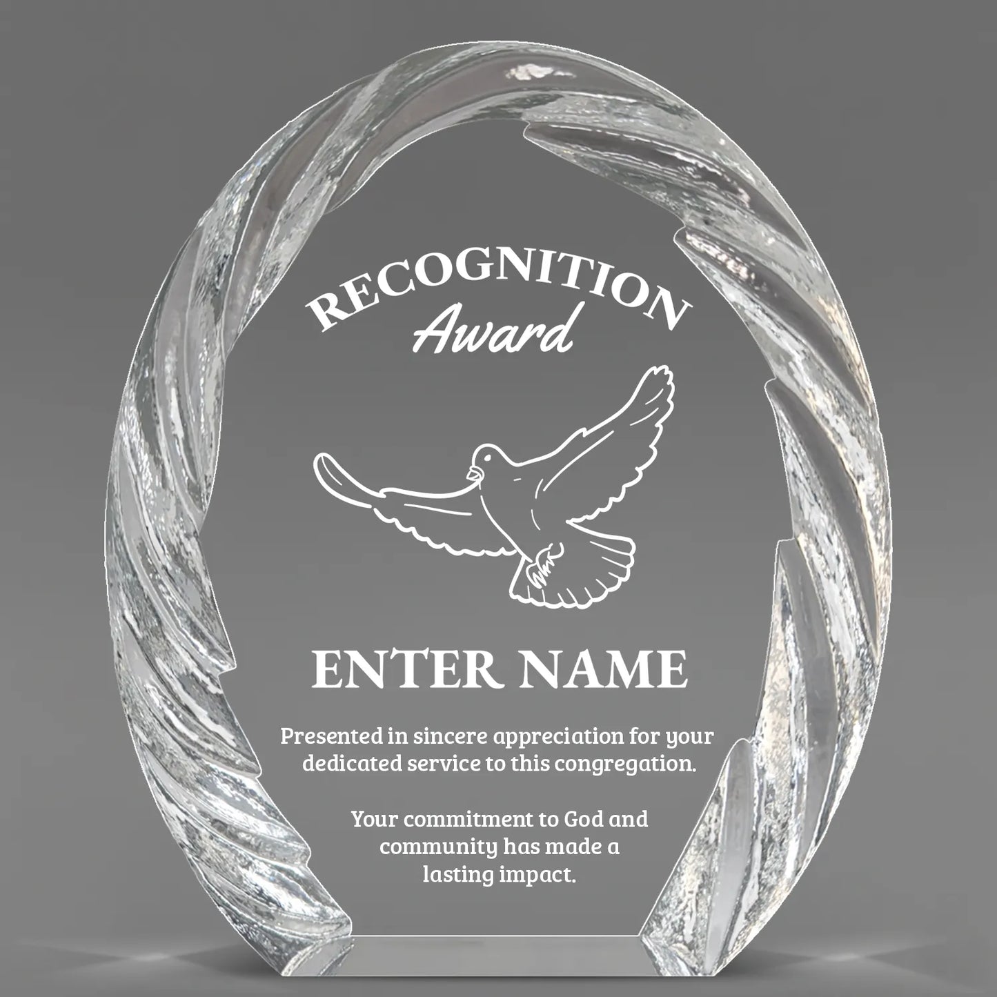 Church Awards - Oval Crystal with Decorative Edge Awards - Personalize Online – Choose From 5 Designs