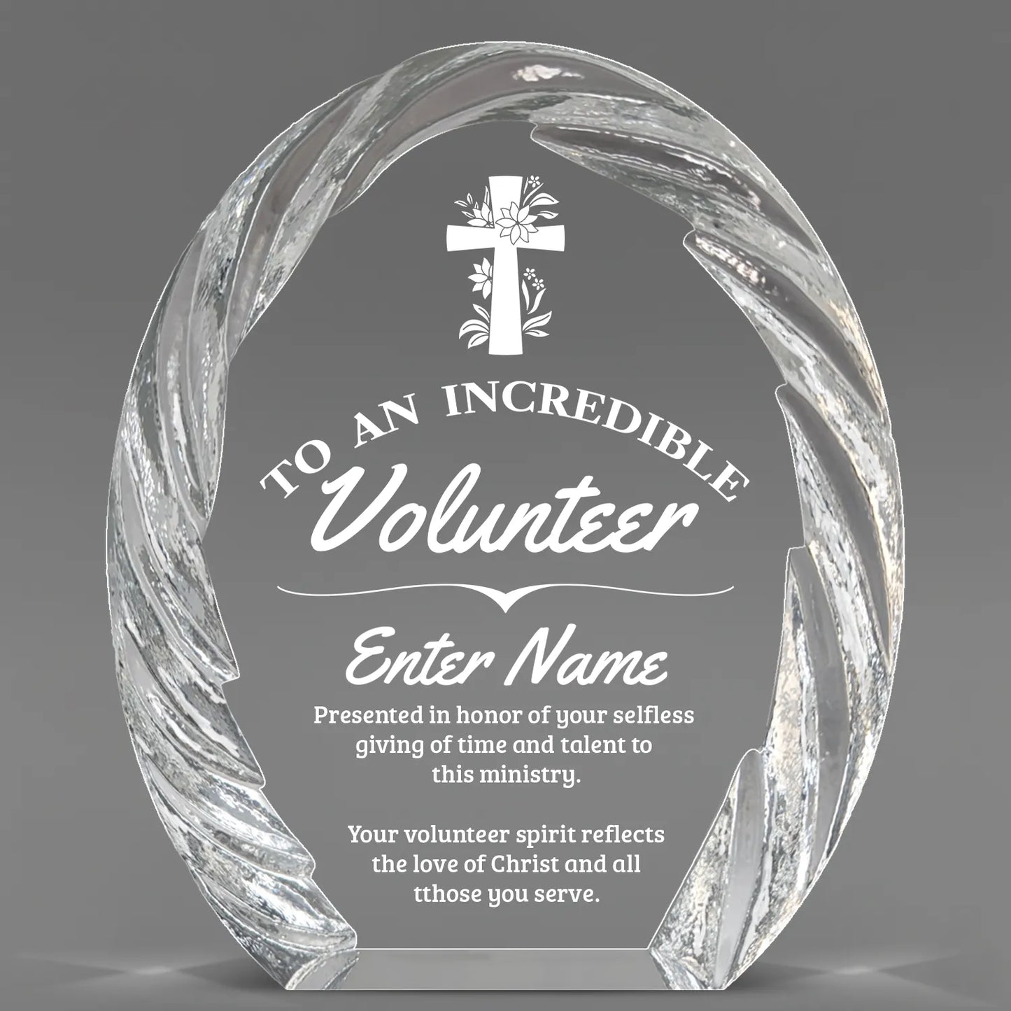 Church Awards - Oval Crystal with Decorative Edge Awards - Personalize Online – Choose From 5 Designs