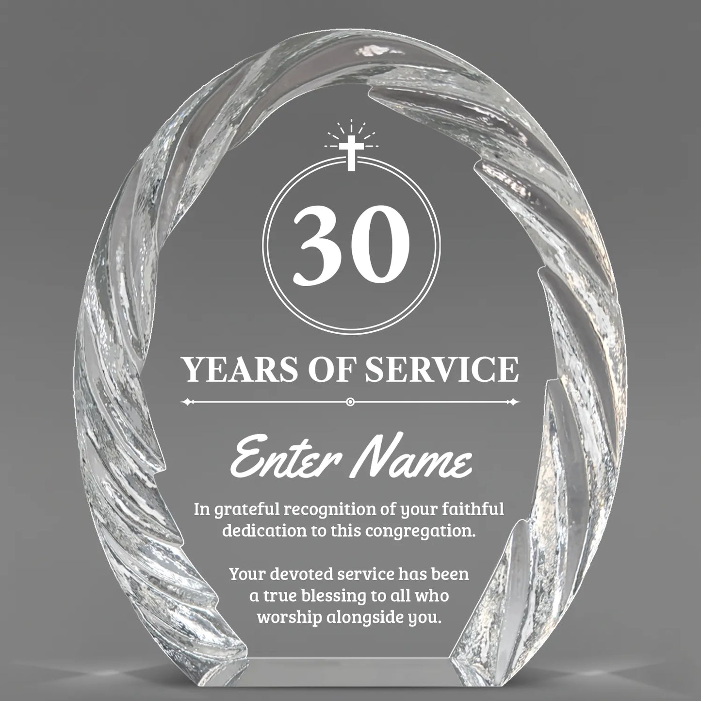 Church Awards - Oval Crystal with Decorative Edge Awards - Personalize Online – Choose From 5 Designs