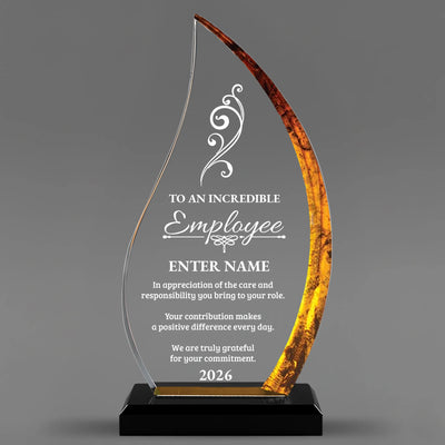 Employee Appreciation Awards - Acrylic Gold Flame Awards - Personalize Online – Choose From 5 Designs