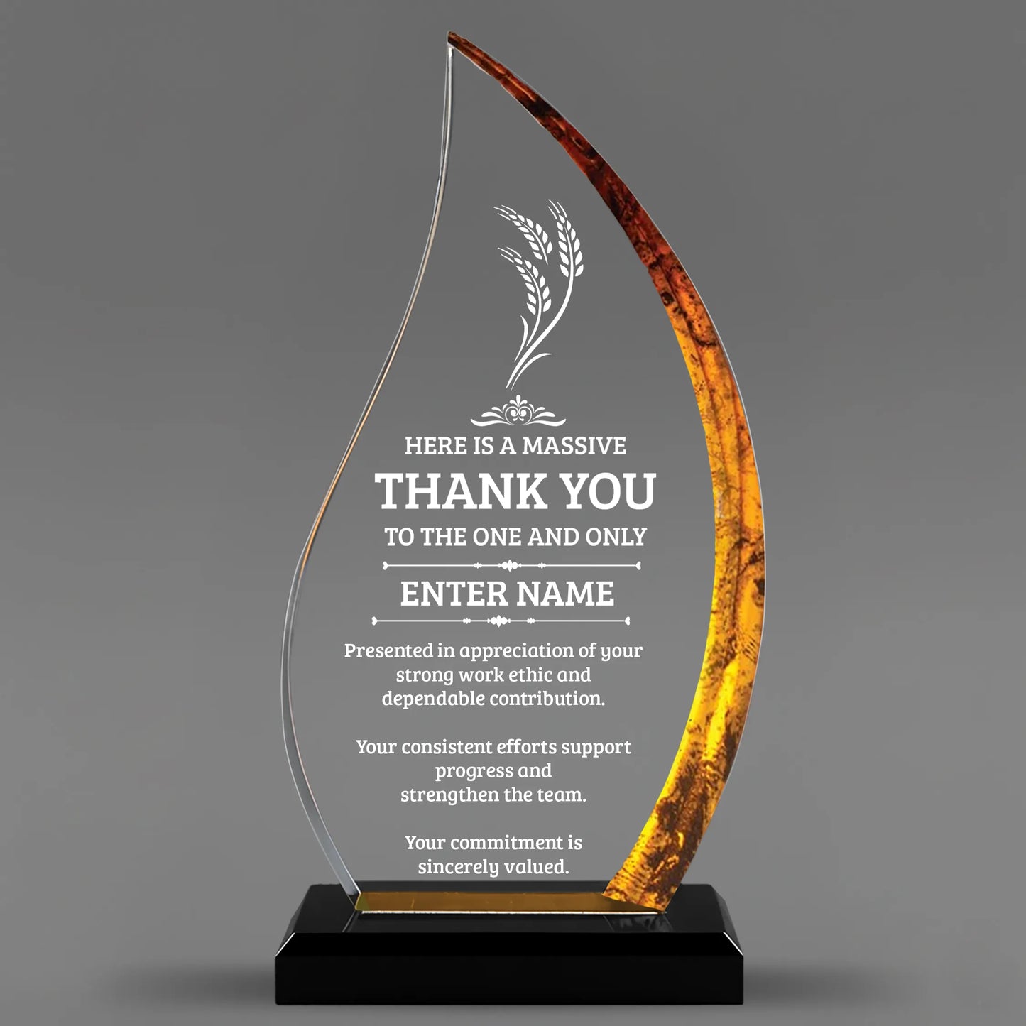 Thank You Awards - Acrylic Gold Flame Awards - Personalize Online – Choose From 5 Designs