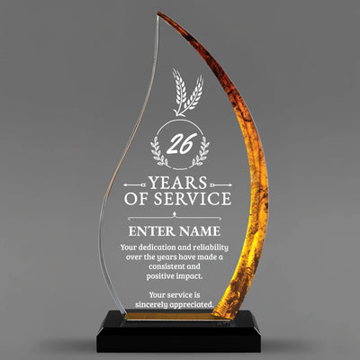 Long Service Awards - Acrylic Gold Flame Awards - Personalize Online – Choose From 5 Designs