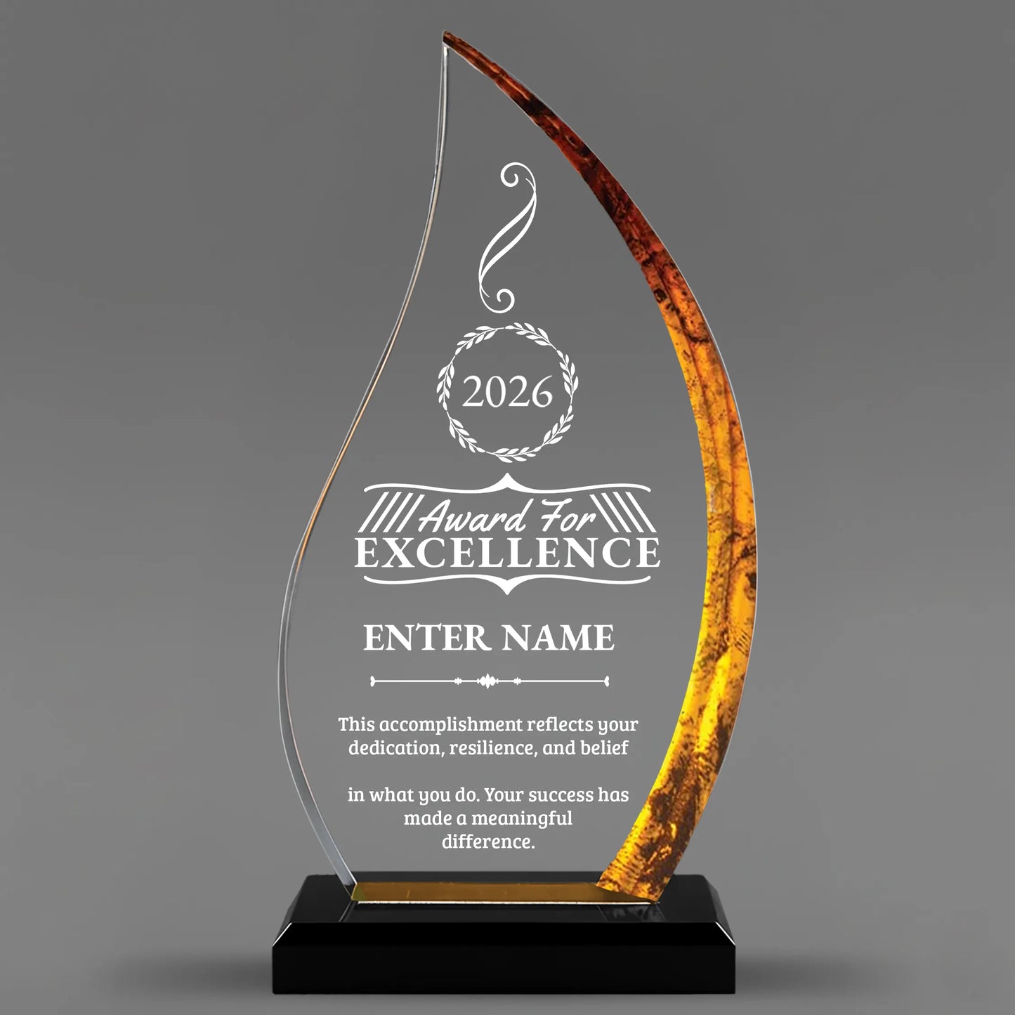 Achievement Awards - Acrylic Gold Flame Awards - Personalize Online – Choose From 5 Designs