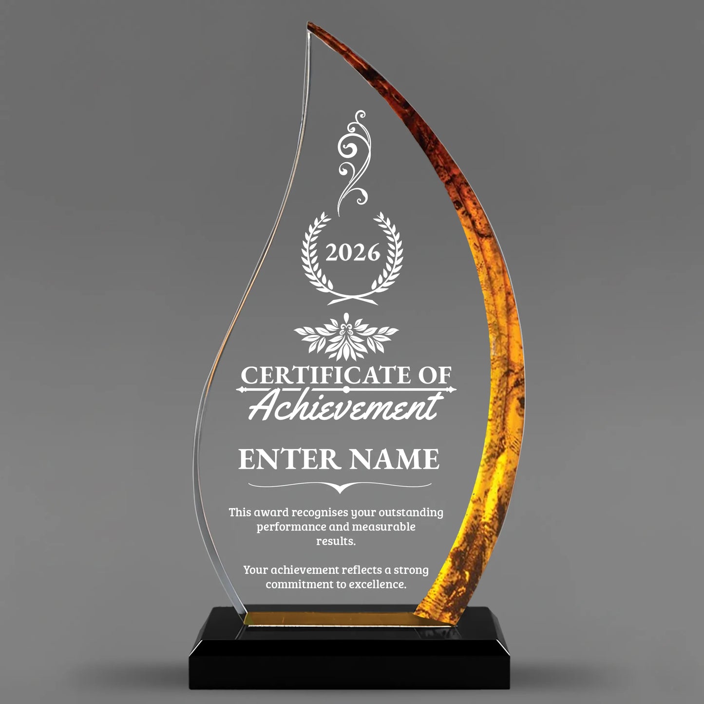 Achievement Awards - Acrylic Gold Flame Awards - Personalize Online – Choose From 5 Designs