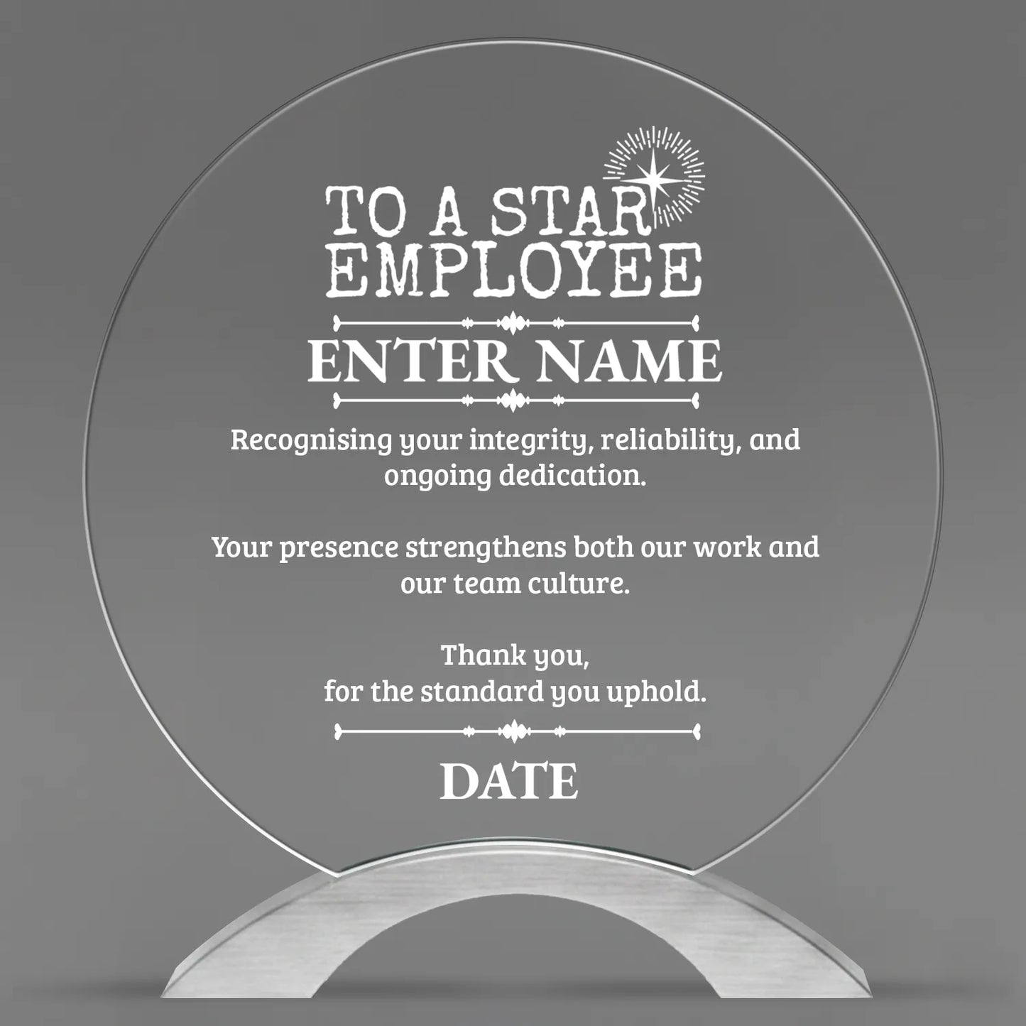 Employee Appreciation Awards - Round Cosmic Acrylic Awards - Personalize Online – Choose From 5 Designs