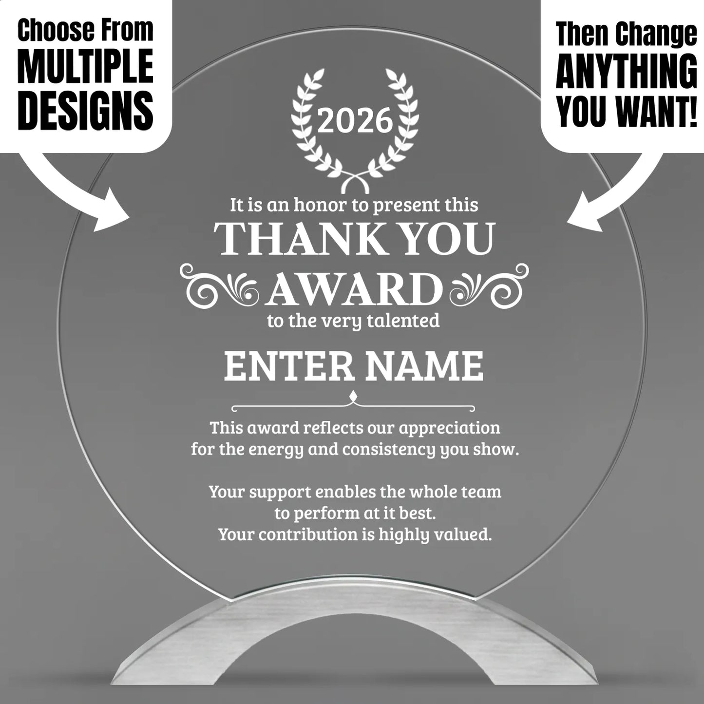 Thank You Awards - Round Cosmic Acrylic Awards - Personalize Online – Choose From 5 Designs