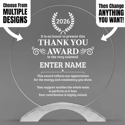 Thank You Awards - Round Cosmic Acrylic Awards - Personalize Online – Choose From 5 Designs