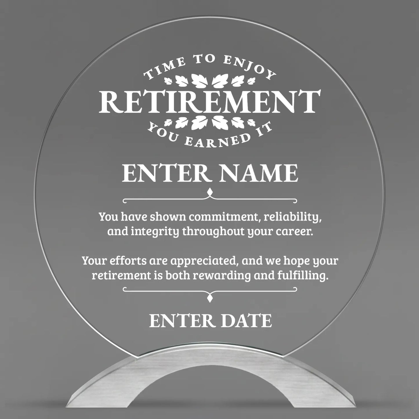 Retirement Awards - Round Cosmic Acrylic Awards - Personalize Online – Choose From 5 Designs