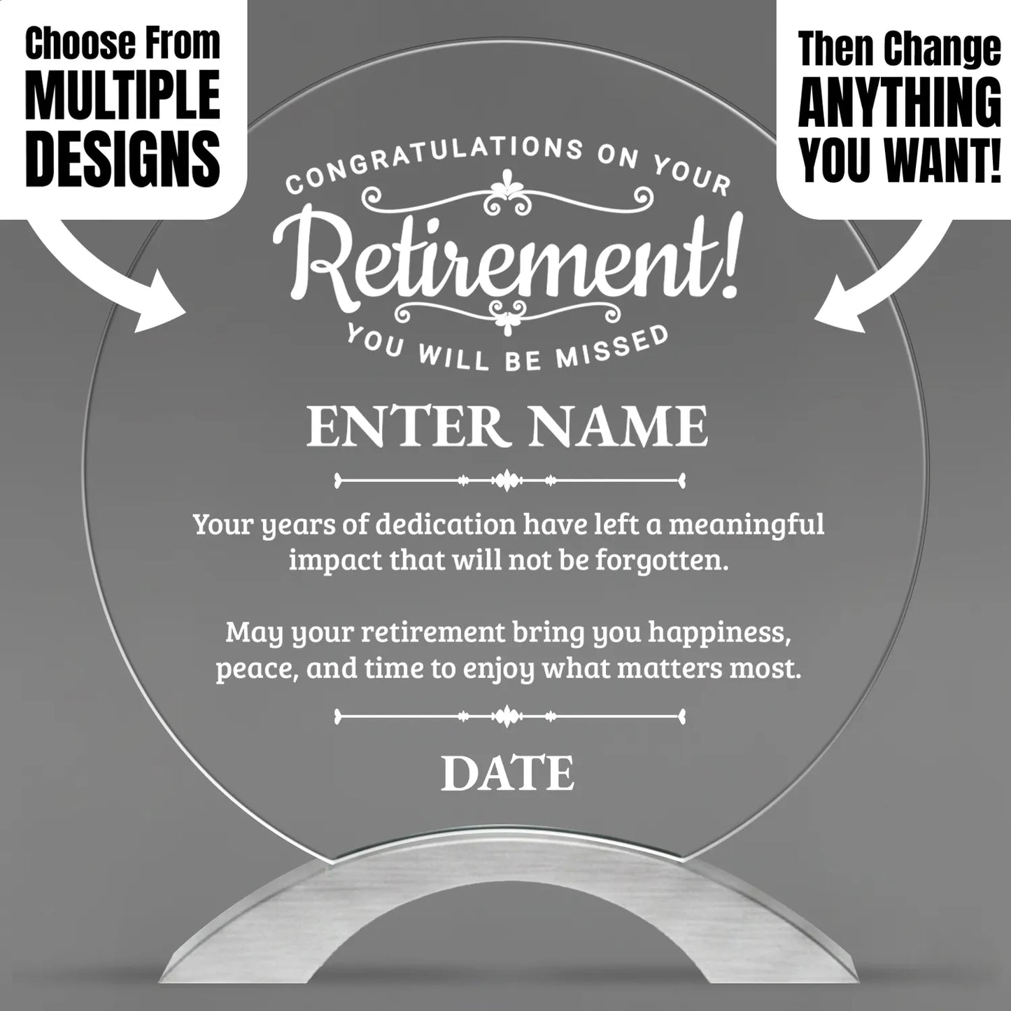 Retirement Awards - Round Cosmic Acrylic Awards - Personalize Online – Choose From 5 Designs