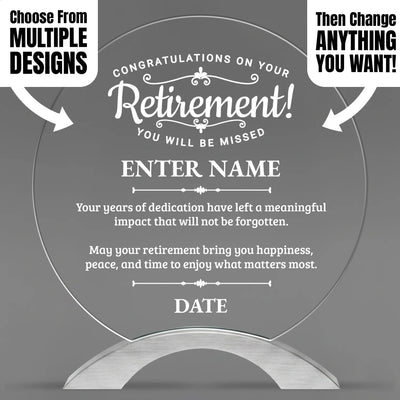 Retirement Awards - Round Cosmic Acrylic Awards - Personalize Online – Choose From 5 Designs
