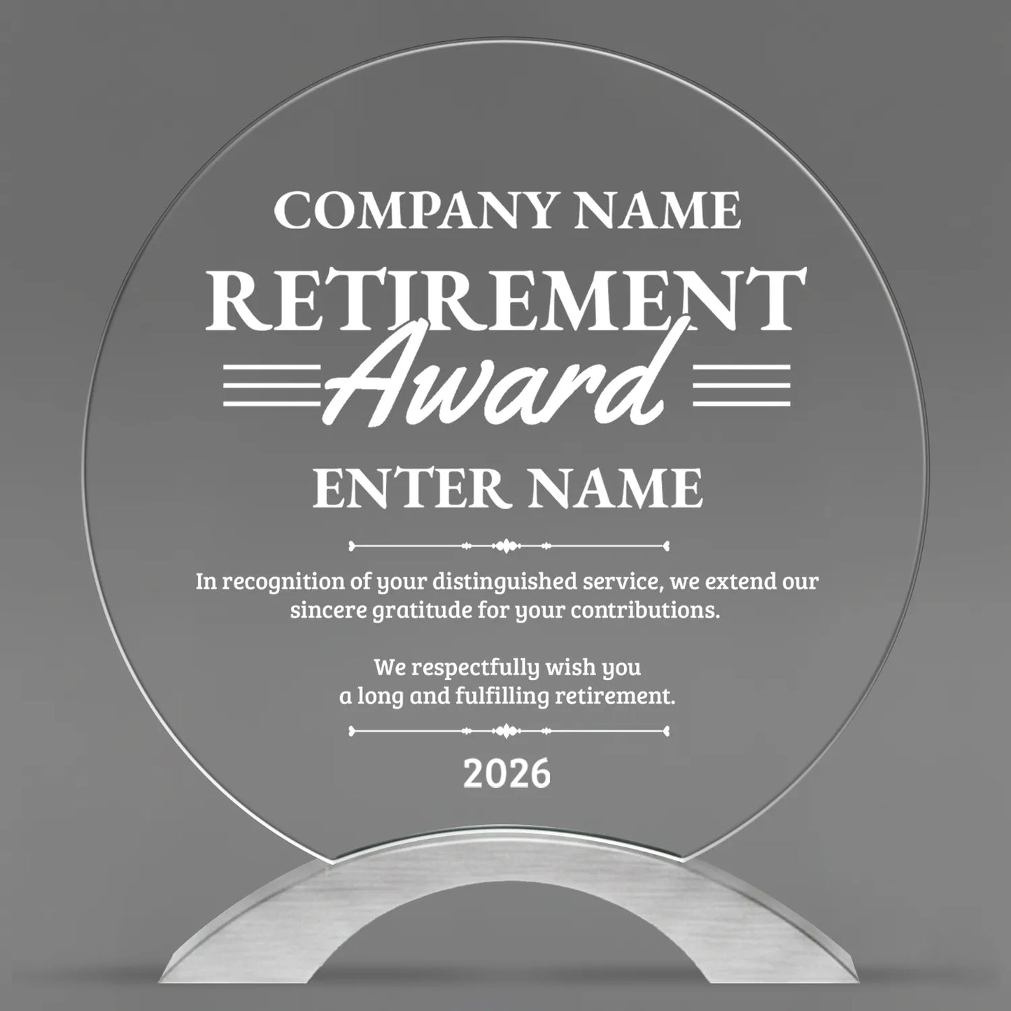 Retirement Awards - Round Cosmic Acrylic Awards - Personalize Online – Choose From 5 Designs