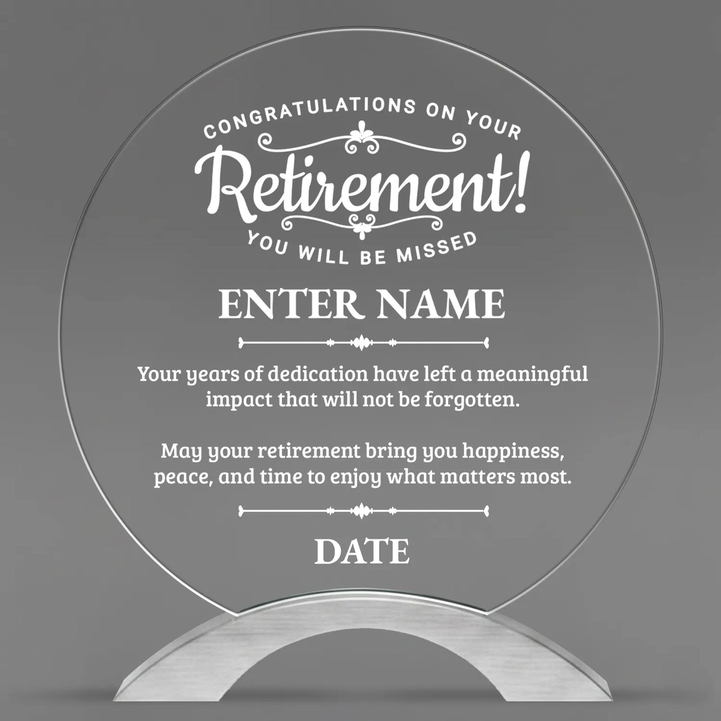 Retirement Awards - Round Cosmic Acrylic Awards - Personalize Online – Choose From 5 Designs