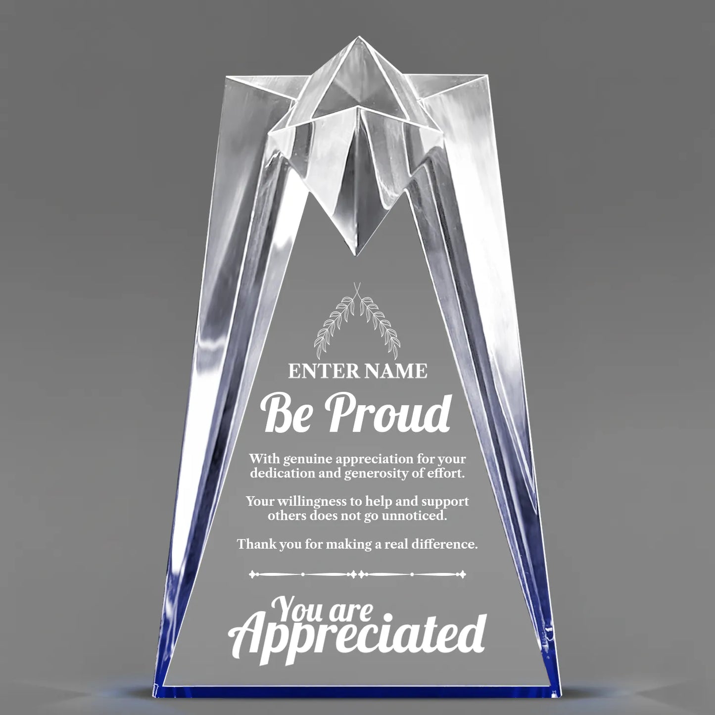 Appreciation Awards - Blue Sculpted Star Acrylic Awards - Personalize Online – Choose From 5 Designs