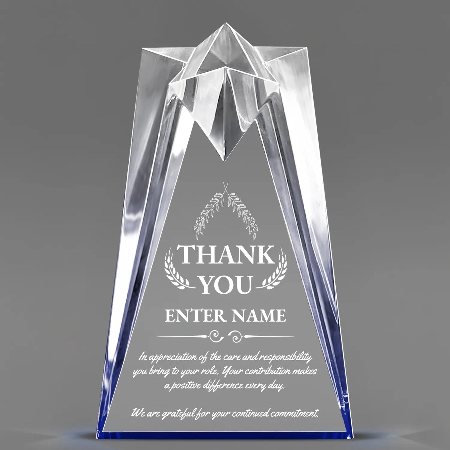 Thank You Awards - Blue Sculpted Star Acrylic Awards - Personalize Online – Choose From 5 Designs