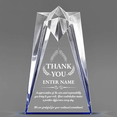Thank You Awards - Blue Sculpted Star Acrylic Awards - Personalize Online – Choose From 5 Designs