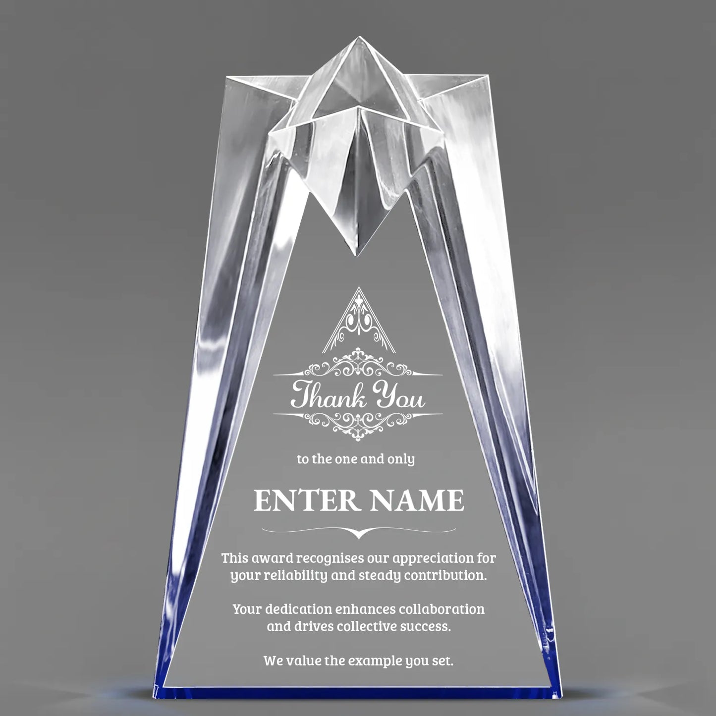 Thank You Awards - Blue Sculpted Star Acrylic Awards - Personalize Online – Choose From 5 Designs