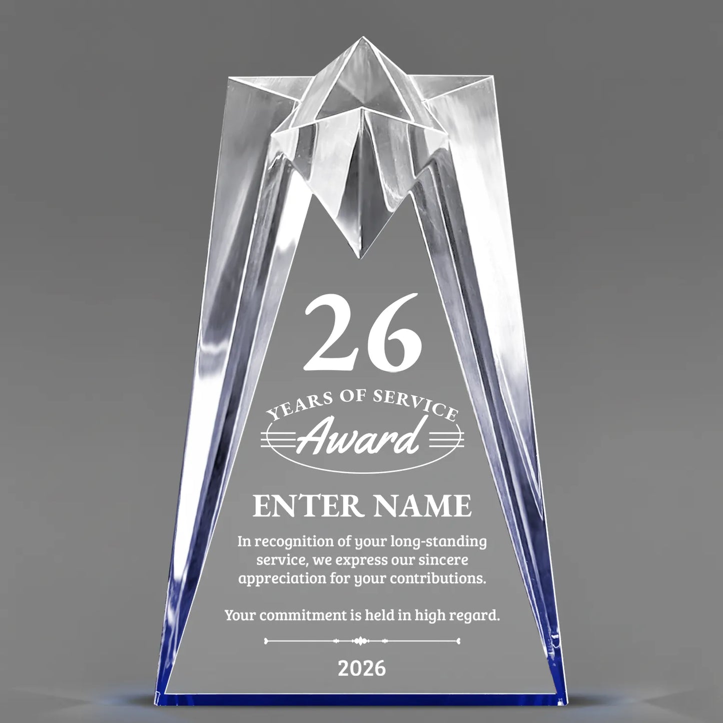Long Service Awards - Blue Sculpted Star Acrylic Awards - Personalize Online – Choose From 5 Designs