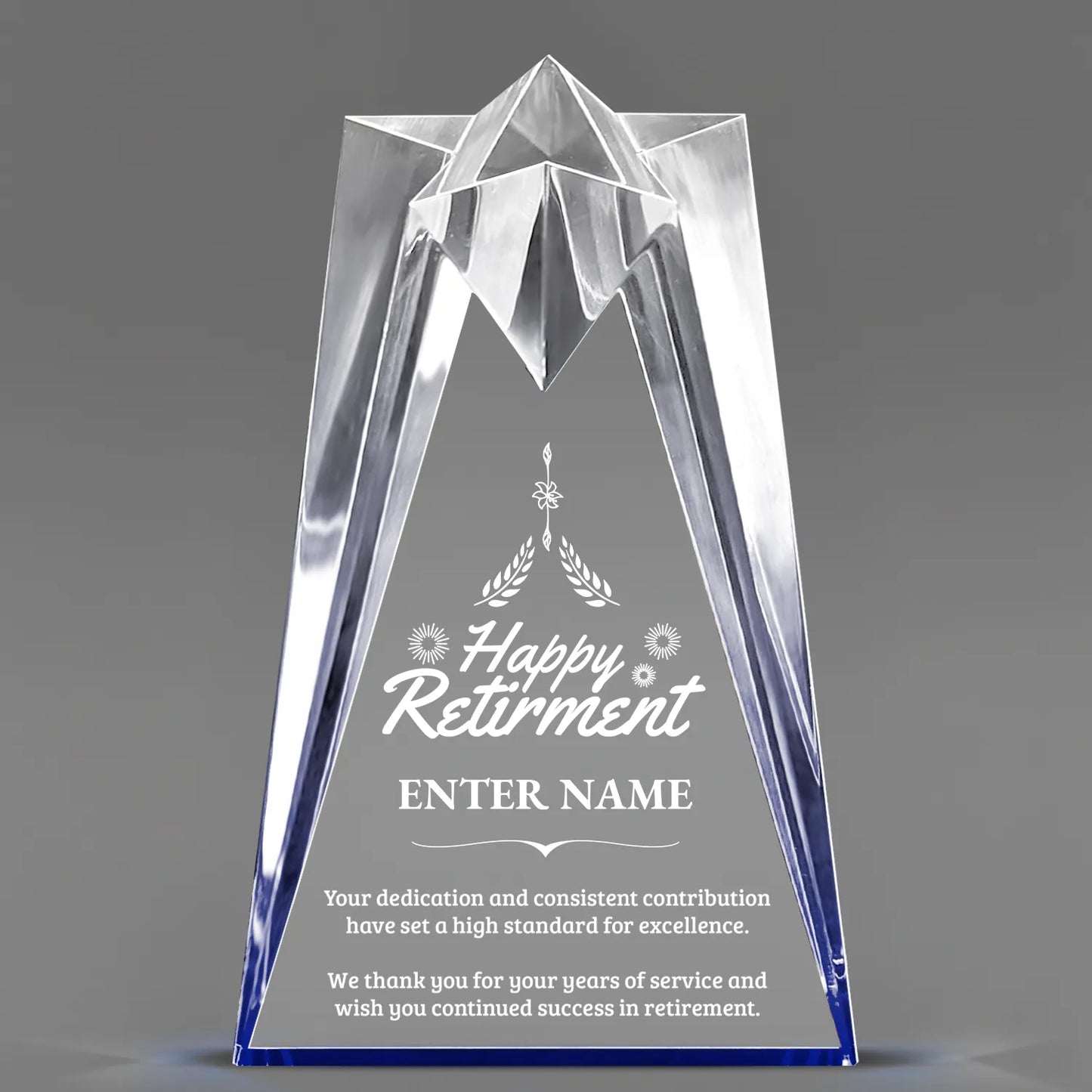 Retirement Awards - Blue Sculpted Star Acrylic Awards - Personalize Online – Choose From 5 Designs
