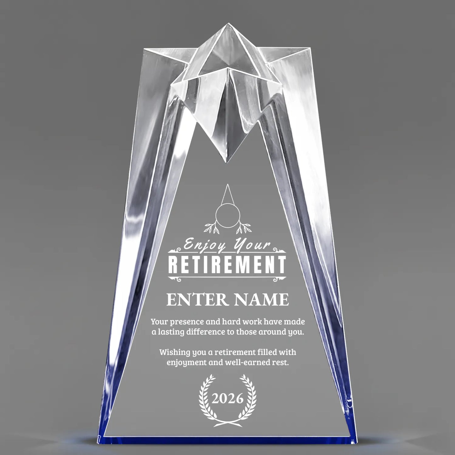 Retirement Awards - Blue Sculpted Star Acrylic Awards - Personalize Online – Choose From 5 Designs