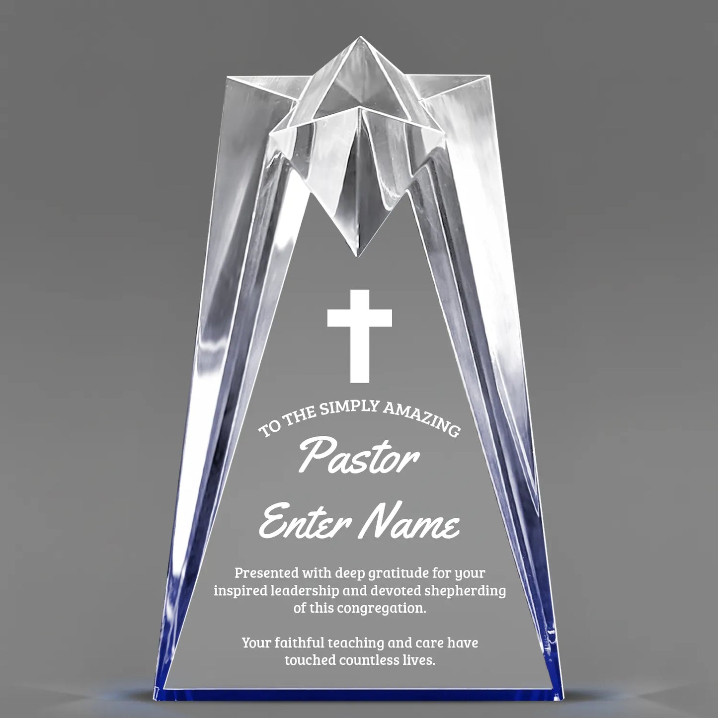 Church Awards - Blue Sculpted Star Acrylic Awards - Personalize Online – Choose From 5 Designs