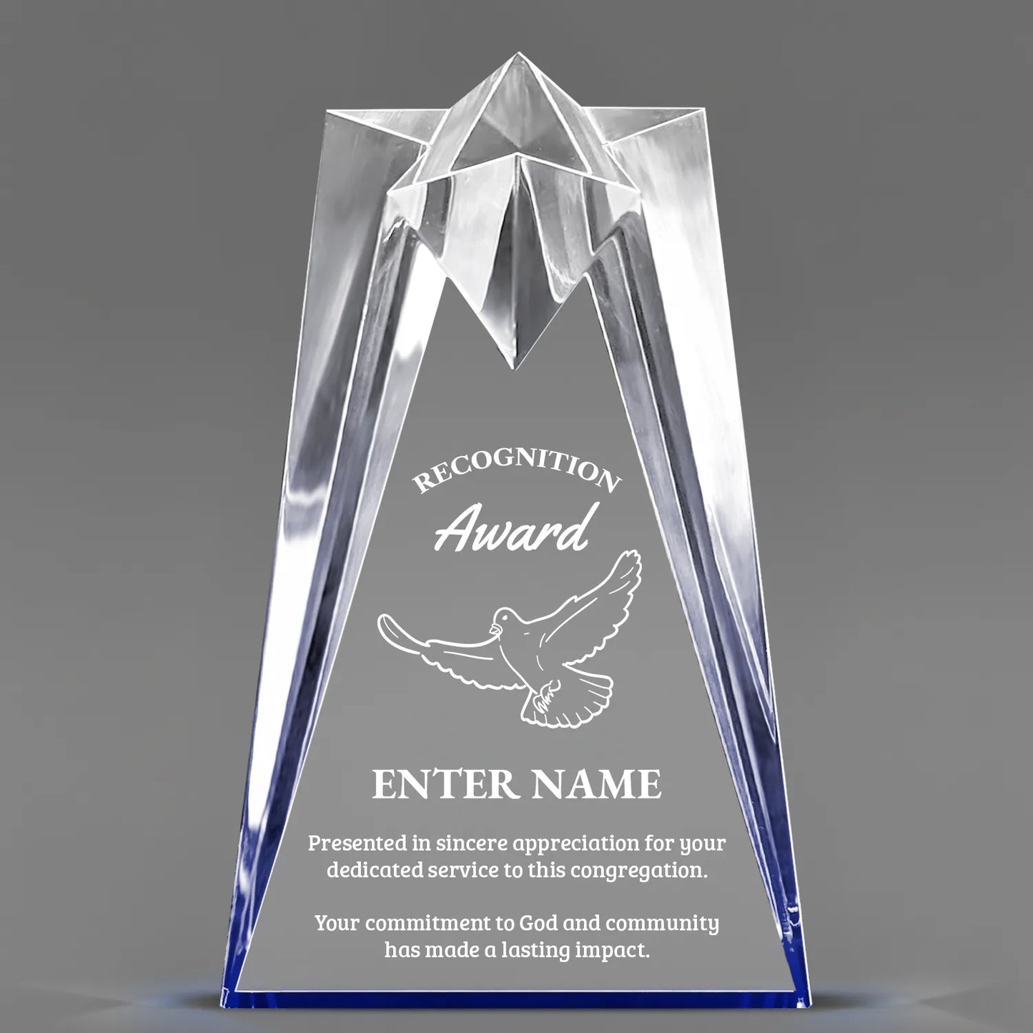 Church Awards - Blue Sculpted Star Acrylic Awards - Personalize Online – Choose From 5 Designs