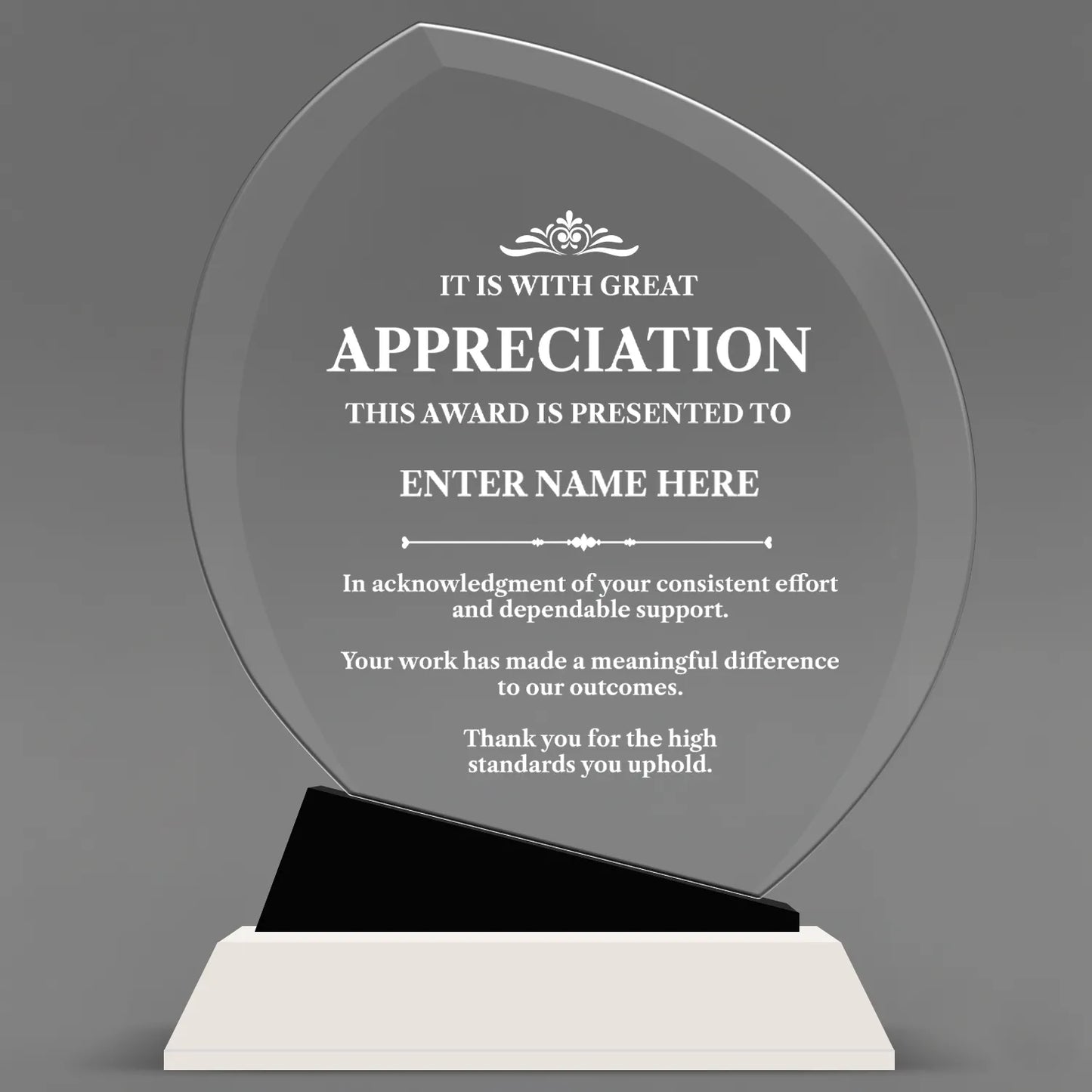 Appreciation Awards - Crystal Oblong Awards with Black Accent - Personalize Online – Choose From 5 Designs