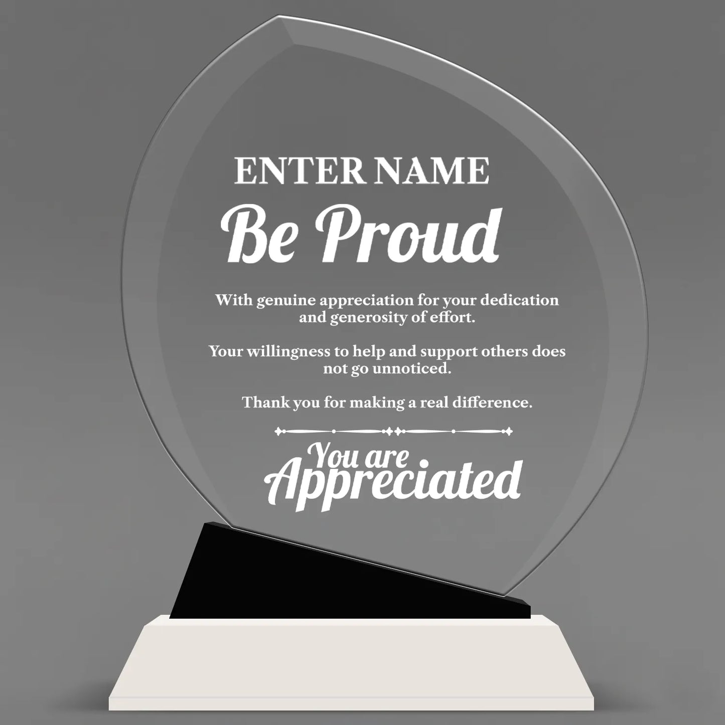 Appreciation Awards - Crystal Oblong Awards with Black Accent - Personalize Online – Choose From 5 Designs