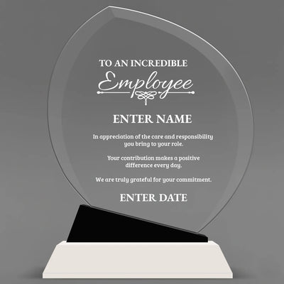 Employee Appreciation Awards - Crystal Oblong Awards with Black Accent - Personalize Online – Choose From 5 Designs
