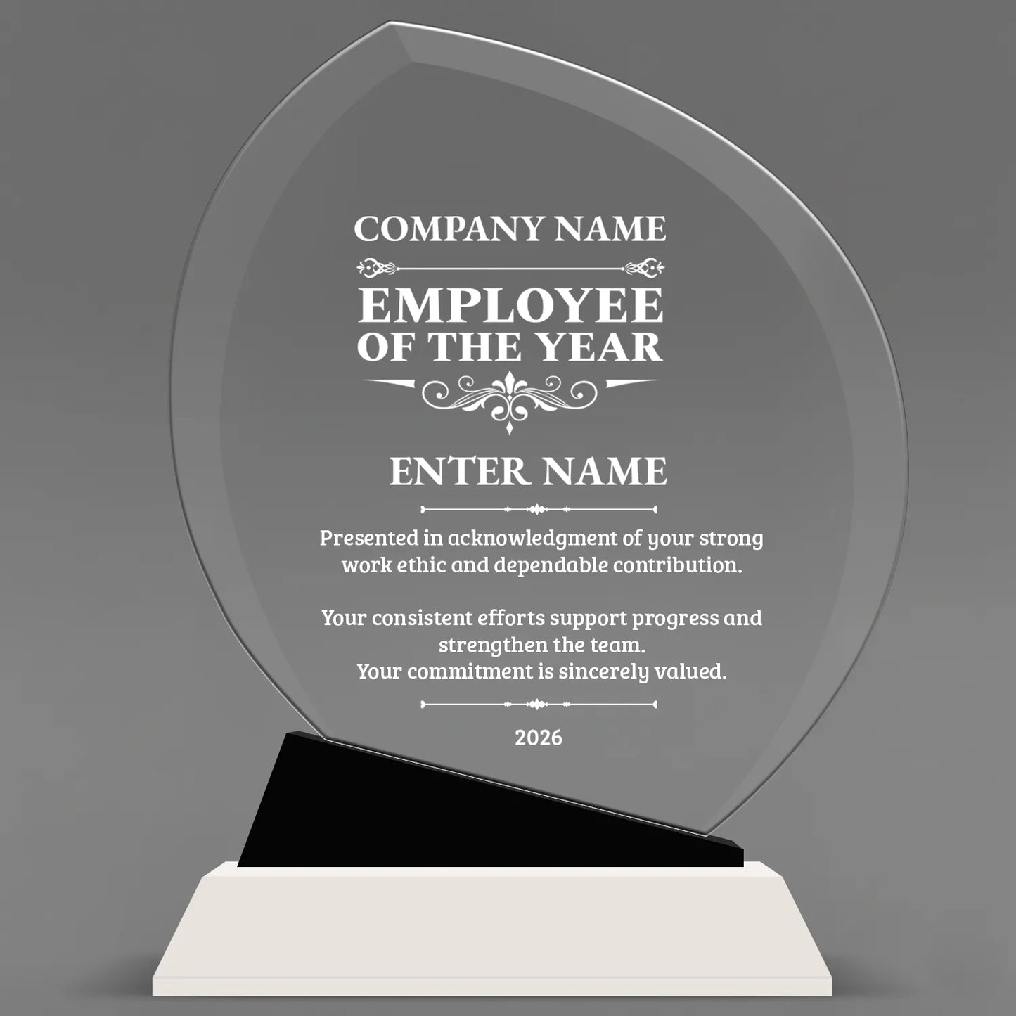 Employee Appreciation Awards - Crystal Oblong Awards with Black Accent - Personalize Online – Choose From 5 Designs