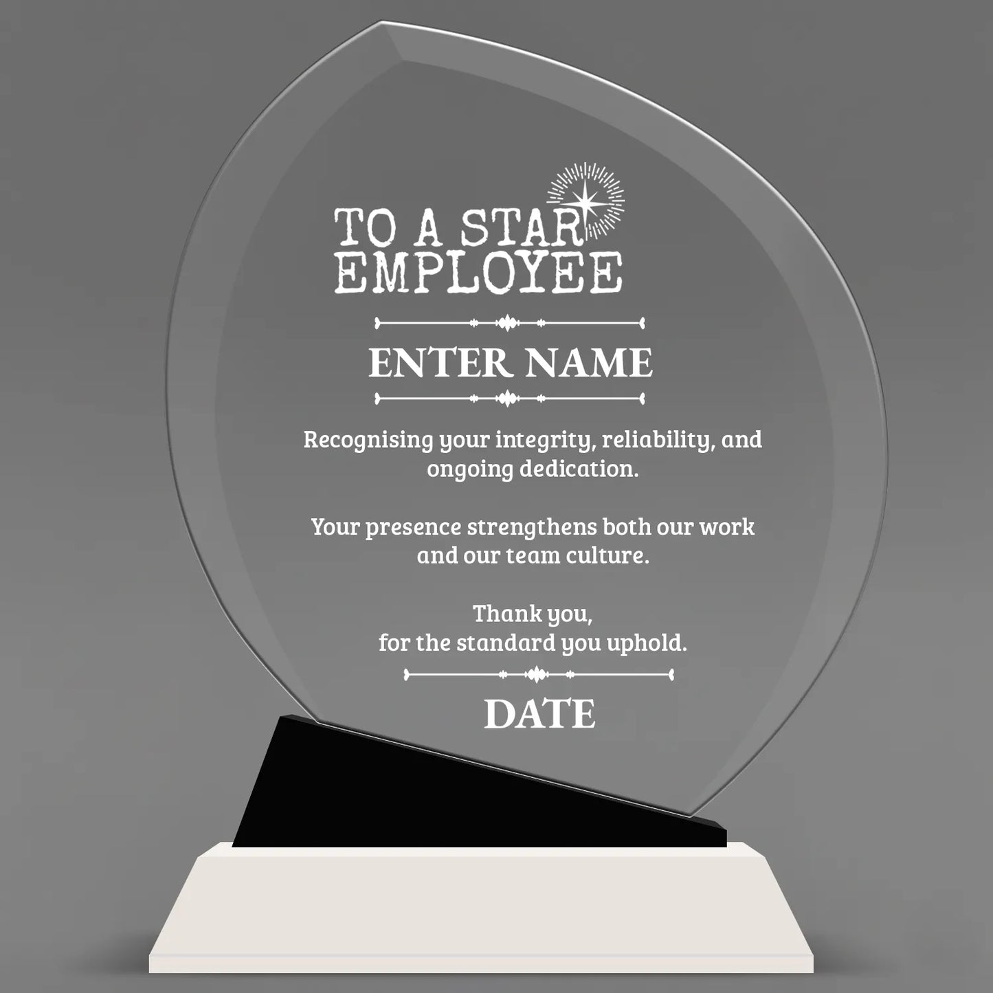 Employee Appreciation Awards - Crystal Oblong Awards with Black Accent - Personalize Online – Choose From 5 Designs