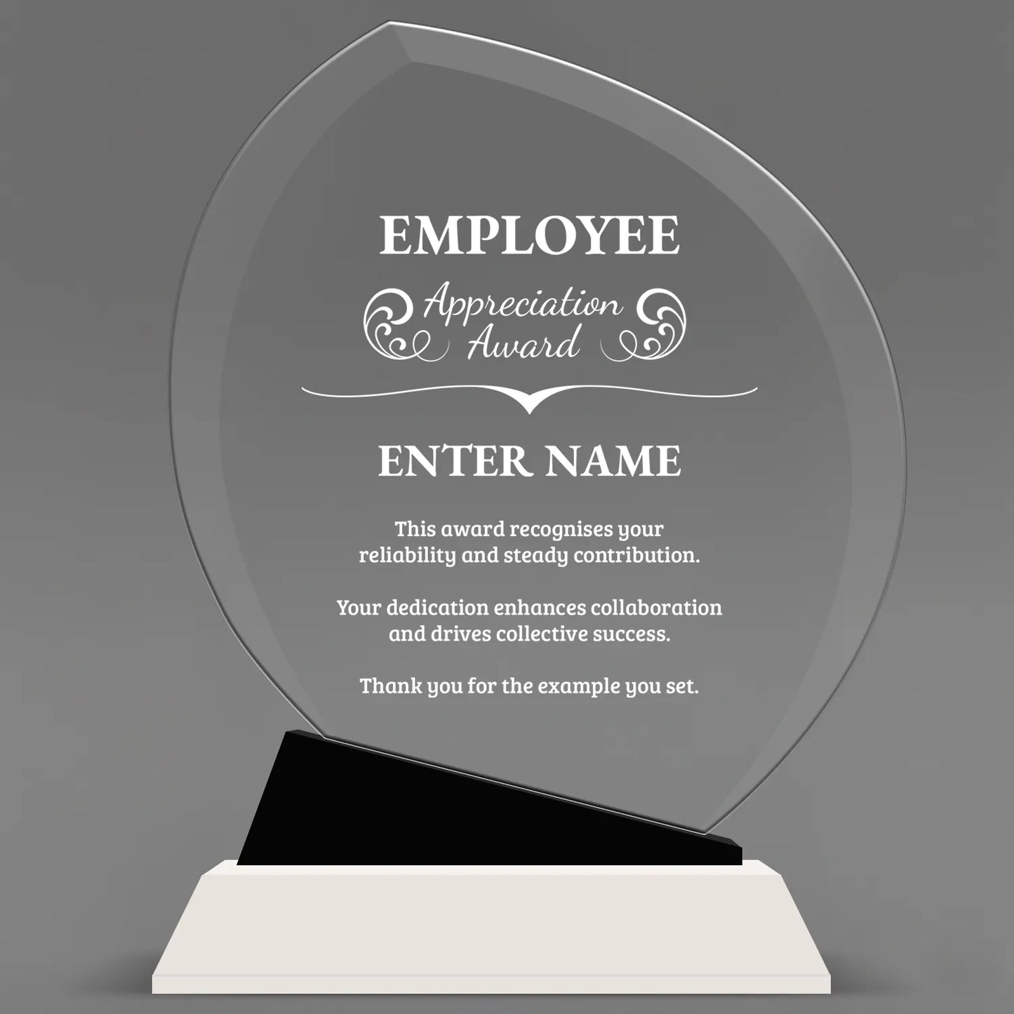 Employee Appreciation Awards - Crystal Oblong Awards with Black Accent - Personalize Online – Choose From 5 Designs