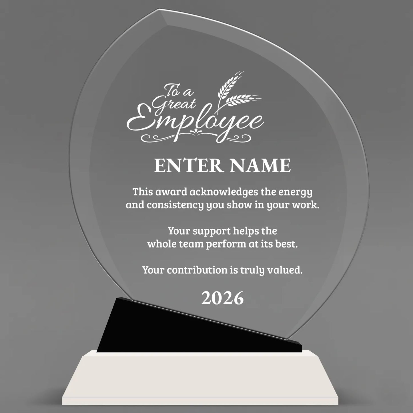 Employee Appreciation Awards - Crystal Oblong Awards with Black Accent - Personalize Online – Choose From 5 Designs