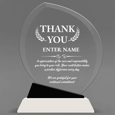Thank You Awards - Crystal Oblong Awards with Black Accent - Personalize Online – Choose From 5 Designs
