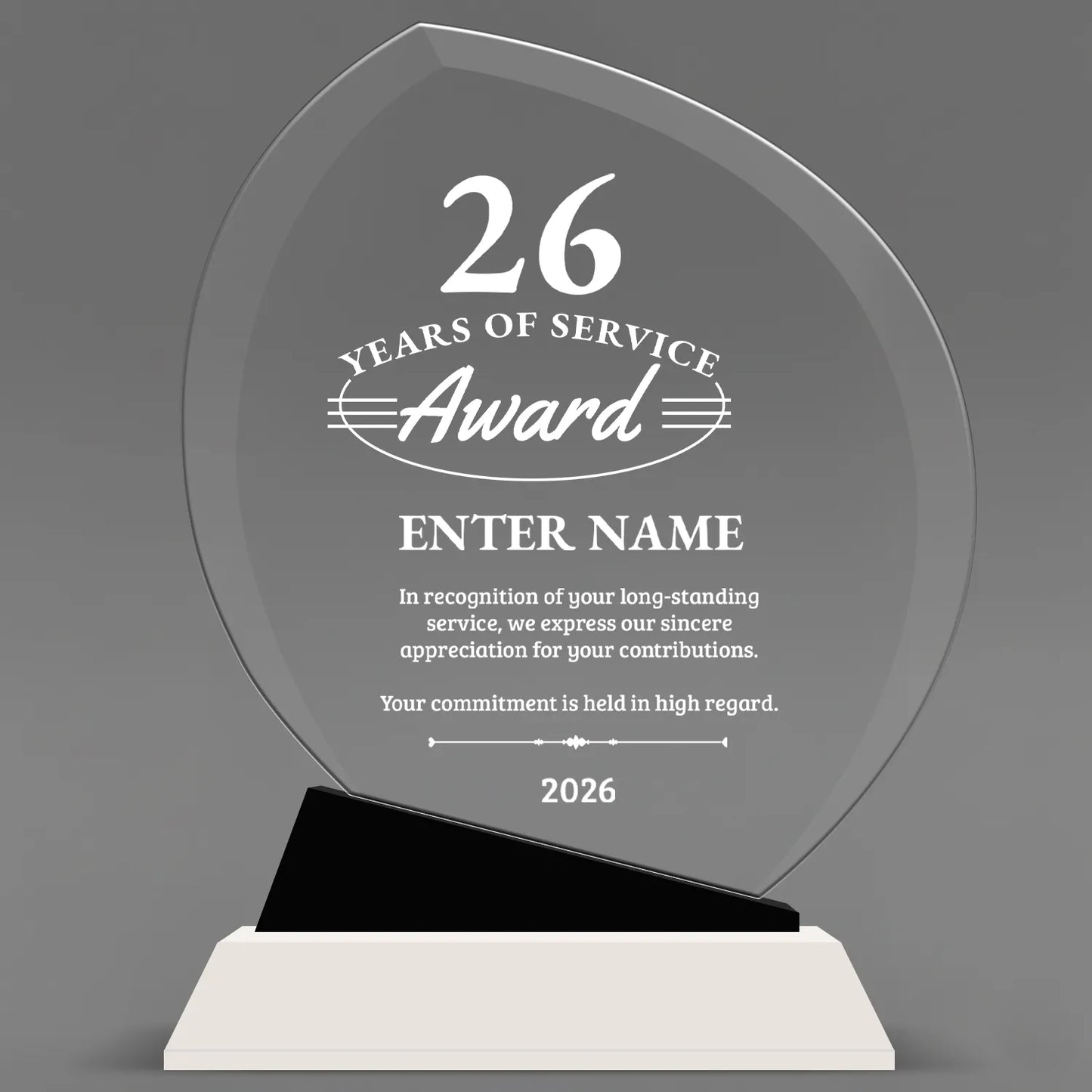 Long Service Awards - Crystal Oblong Awards with Black Accent - Personalize Online – Choose From 5 Designs