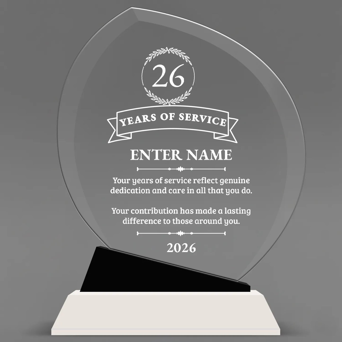 Long Service Awards - Crystal Oblong Awards with Black Accent - Personalize Online – Choose From 5 Designs