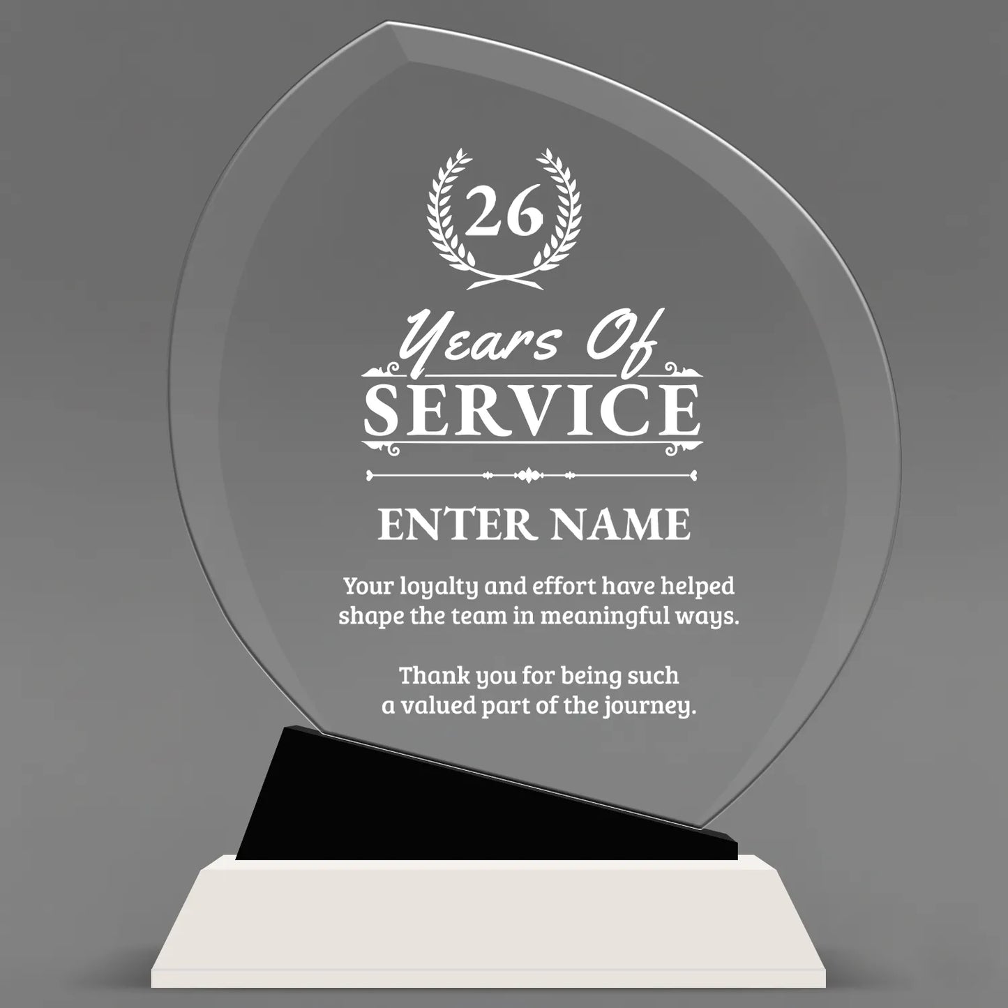 Long Service Awards - Crystal Oblong Awards with Black Accent - Personalize Online – Choose From 5 Designs