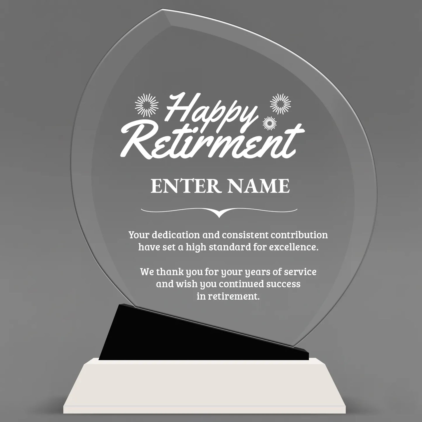 Retirement Awards - Crystal Oblong Awards with Black Accent - Personalize Online – Choose From 5 Designs