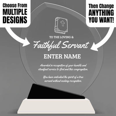 Church Awards - Crystal Oblong Awards with Black Accent - Personalize Online – Choose From 5 Designs