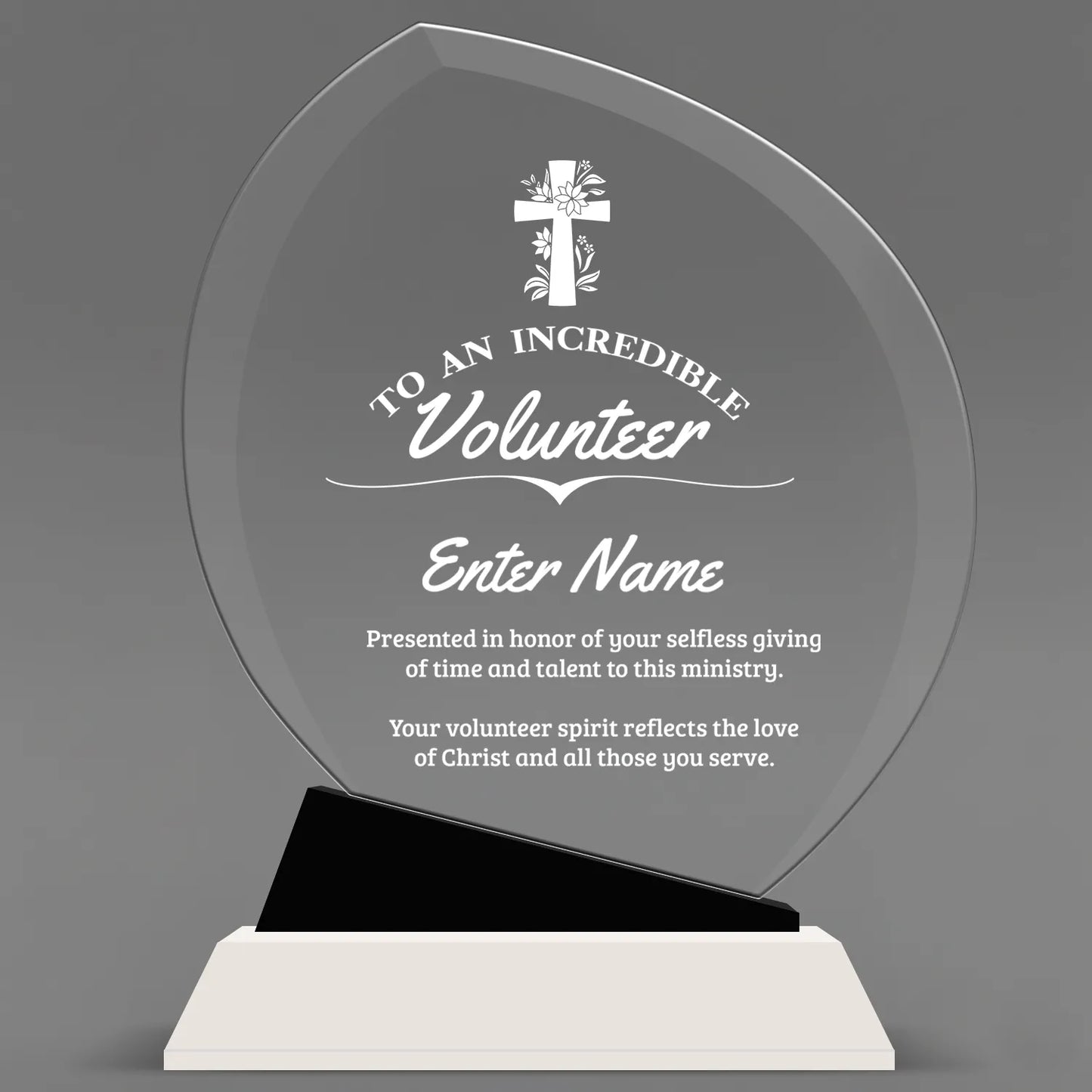 Church Awards - Crystal Oblong Awards with Black Accent - Personalize Online – Choose From 5 Designs