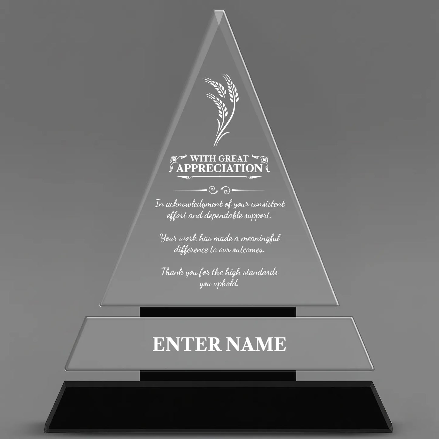 Appreciation Awards - Crystal Triangle Awards - Personalize Online – Choose From 5 Designs