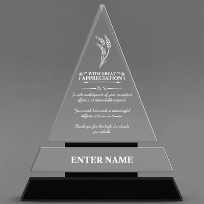 Appreciation Awards - Crystal Triangle Awards - Personalize Online – Choose From 5 Designs