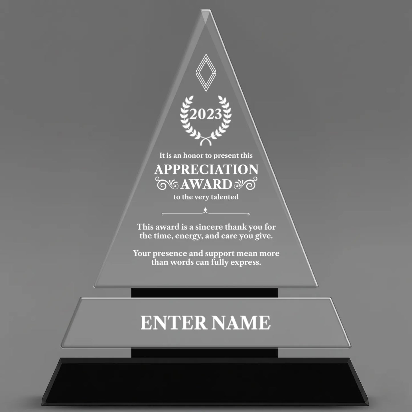 Appreciation Awards - Crystal Triangle Awards - Personalize Online – Choose From 5 Designs