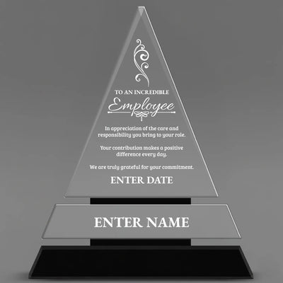 Employee Appreciation Awards - Crystal Triangle Awards - Personalize Online – Choose From 5 Designs