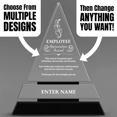 Employee Appreciation Awards - Crystal Triangle Awards - Personalize Online – Choose From 5 Designs