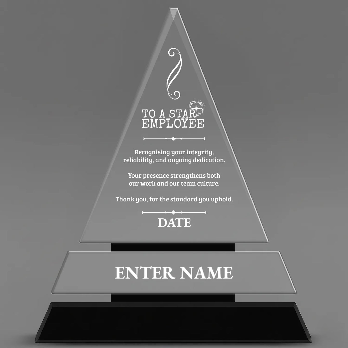 Employee Appreciation Awards - Crystal Triangle Awards - Personalize Online – Choose From 5 Designs